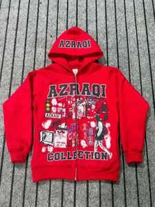 Custom Azraqi international <b>Graphic</b> Print Men’s <b>Zip</b>-<b>Up</b> <b>Hoodie</b> with Drawstring Hood, Long Sleeves, and Street wear Artwork - Product Image 5