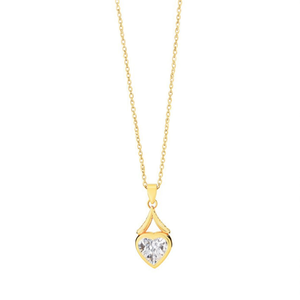 Collar con Colgante de Cadena en Forma de Corazón de Cristal Chapado en Oro - Product Image 2