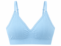 Soutien-gorge bralette côtelé pour femme avec dentelle, col en V, bretelles réglables et large bande sous-poitrine, pour usage quotidien