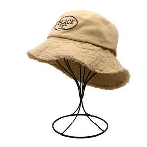 Chapeau Bob Brodé en Toile de Coton Unisexe Décontracté Printemps-Été Beige Noir 56-58CM - Product Image 4