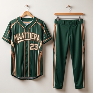 Conjunto de Uniforme de Béisbol Personalizado para Hombre, Jersey y Pantalones con Rayas Verdes Oscuros, Fabricante de Ropa Deportiva al por Mayor - Product Image 5