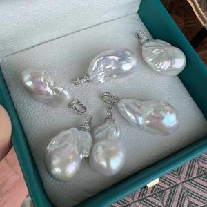 Sai Sai Lian Fish Tail <b>Rock</b> Freshwater Pearl S925 Pure Silver Necklace Pendant-Beautiful Luster Premium Product Category - Product Image 1
