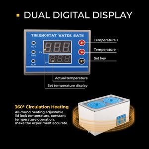 Baño de Agua Termostático Digital de Laboratorio de 7L, Calentador de 600W con 2 Aberturas Seleccionables para Experimentos Químicos y Biológicos - Product Image 5