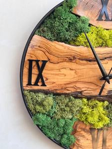 Handmade Wooden <b>Wall</b> <b>Clock</b> with Moss Rustic Home Decor Luxury Wood & Moss <b>Designer</b> <b>Wall</b> <b>Clock</b> - Product Image 2