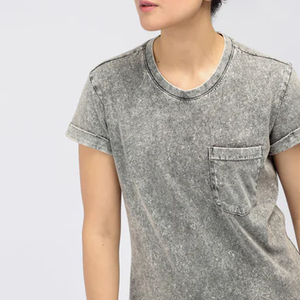 Women Acid Wash T Shirt Casual Wear Trendy Streetwear Lightweight Fabric Comfortable Fit Summer Fashion Daily Outfit - Product Image 5