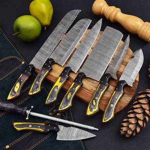 Damascus Steel <b>Kitchen</b> Knife Set Suitable For Cooking Tasks With User Friendly Grip And Stylish Appearance - Product Image 6