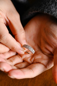 14K Rose Gold Emerald Cut Lab Grown Diamond Wedding Band <b>Ring</b> - Product Image 2