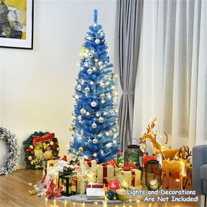 6FT Eco-Friendly PVC Artificial Christmas Tree with 520 Blue/Pencil Shape Branch Tips and Sturdy Metal Stand - Product Image 1