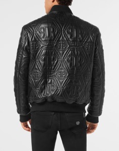 Blouson Bomber Homme Noir Motif Croco Gaufré avec Lettres, Fermeture Éclair, Col Rabattu, Coupe Slim, Style Moto, Hiver Automne - Product Image 3