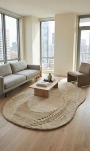 Luxury Modern <b>Abstract</b> Regular Hand Tufted Wool Anti-Slip Area Rug Soft Beige Carpet for Living Room Bedroom Home Decor - Product Image 2