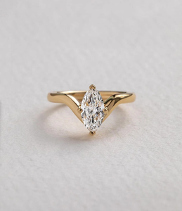 Anillo de Oro con Moissanita Marquise de 14K/18K, Anillo de Compromiso para Mujer, Anillo Solitario Marquise, Estilo Catedral, Joyería de Boda - Product Image 4