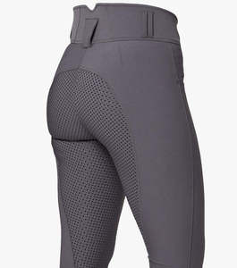 Pantalones de equitación unisex de cintura media con paneles de malla de color personalizado, hasta el tobillo, elásticos en cuatro direcciones y cierre de cremallera. - Product Image 3