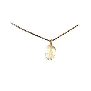 925 plata esterlina Hamsa tallado a mano madre de perla colgante piedra Natural collar de mujer joyería a granel productor fabricado - Product Image 2