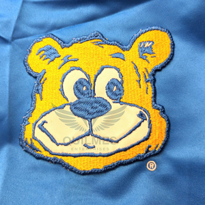 Blouson bomber bleu pour homme avec logo UCLA brodé et patch tigre, coupe classique, fermeture éclair, style décontracté - Product Image 5