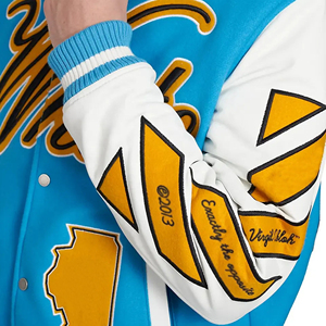 Chaqueta Universitaria Personalizada de Cuero Genuino, Estilo Urbano, Chaqueta Letterman de Lana con Logotipo Bordado para Invierno y Primavera - Product Image 3