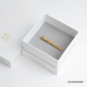 Pince à cravate pour homme en agate jaune facettée plaquée or 18 carats - Pierre précieuse naturelle Feng Shui « Richesse Dorée » |   KCVDAVAG003 |   Tinh Vu Vietnam - Product Image 4