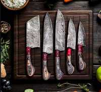 Ensemble de couteaux de chef THEWIZ CRAFTS de qualité supérieure en acier à haute teneur en carbone, 5 pièces, fabriqués à la main, manches ambidextres en os, finition polie