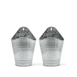 Jardinière murale en fer galvanisé naturel, seau suspendu en métal rustique pour décoration intérieure et extérieure, style ferme, décoratif - Product Image 5
