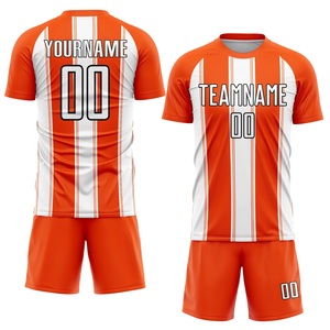 Jersey de Fútbol Personalizado Naranja y Blanco, Uniforme de Equipo Transpirable, 100% Poliéster de Secado Rápido, Fabricante OEM, Superventas - Product Image 1
