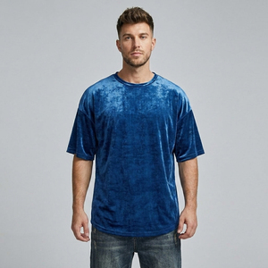 T-shirt en velours personnalisé pour homme, 100 % coton premium, coupe ample et oversize, épaules tombantes, style streetwear, OEM ODM - Product Image 6