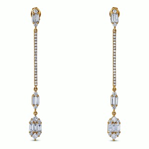 Pendientes de Aro de Oro de 14k con Diamantes, Forma de Campana, Joyería Fina de Lujo Inspirada en el Art Déco, Regalo para Mujer - Product Image 4