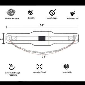 Ceinture de musculation en nylon personnalisée, ceinture de musculation en néoprène en gros avec chaîne en acier de 32 pouces, ceinture de musculation en néoprène noire - Product Image 6