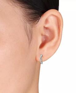 Pendientes de aro pequeños cruzados Moissanite (1/8 CT. T. W.) en plata esterlina, 0,5 "| Macy's - Product Image 4