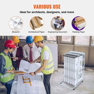 Espositore Mobile Regolabile per Progetti con 12 Staffe Girevoli, Porta-Plan Regolabile in Altezza e Lunghezza per Poster - Product Image 2