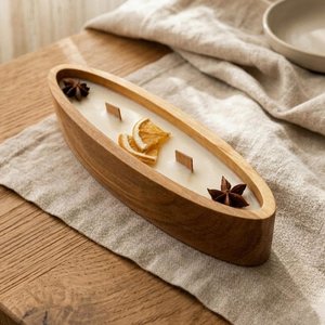 Cuenco de madera hecho a mano para velas, portavelas y contenedor de tarros, centro de mesa rústico para mesa de centro y decoración del hogar - Product Image 1
