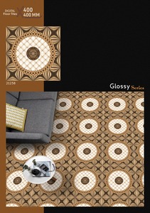 Carreaux de sol en céramique brillants 400x400mm, motif médaillon doré de luxe, série brillante, carreaux en céramique 400x400, style européen - Product Image 3