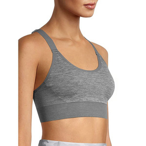 New Style 78% Nylon 22% Spandex U-NECK Plaid Pattern Breathable Quick Dry Yoga Women Medium-Support Racer Back Sports Bra - Product Image 4
