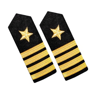 Épaulettes de grade de capitaine à 4 rayures, personnalisables OEM, brodées or, à enfiler, pour uniforme - Product Image 1