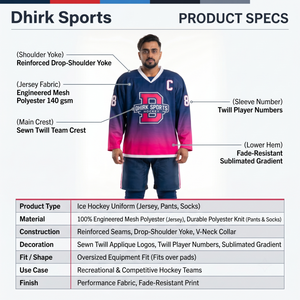 Camiseta de Hockey sobre Hielo Sublimada Personalizada de Fábrica OEM al por Mayor, Poliéster Premium con Degradado, Cuello en V, Corte Atlético, Uniforme de Equipo, Nombre del Equipo - Product Image 5