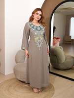 Ensemble 2 pièces de luxe AWAIS HOUSE pour femmes musulmanes, robe longue en mousseline unie perlée, coupe trapèze, style modeste et simple