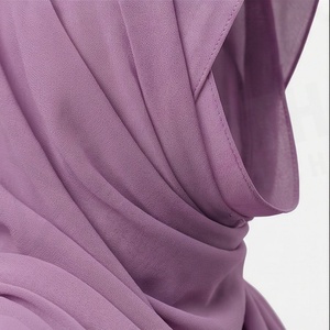Women Solid Color Polyester Hijab Jersey Fabric Skin-Friendly Daily Wear Middle East Ethnic Scarf Shawl - Product Image 4