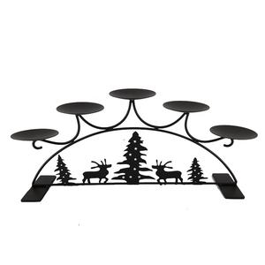 Vela decorativa de hierro personalizada para Navidad, soporte para pilar, 5 velas, mesa negra mate muerta, caja de cera hecha a mano de lujo decorativa - Product Image 1