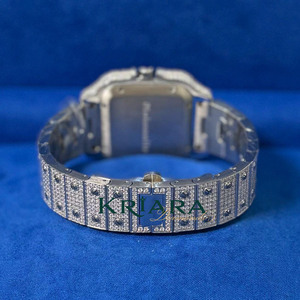 Reloj de Lujo de Acero Inoxidable Plateado con Moissanita de la Mejor Calidad, Elegante, con Movimiento Incrustado de Diamantes Genuinos, Reloj de Pulsera para Hombre - Product Image 5
