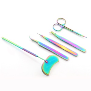 Pinzas para cejas de Punta inclinada con tijeras para recortar pestañas Venta caliente Pinzas probadas a mano disponibles en Stock - Product Image 4