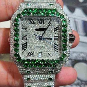 Montre analogique automatique de luxe pour homme en acier inoxydable, sertie de diamants VVS, style hip-hop, avec mouvement à quartz et moissanite - Product Image 4