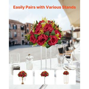 Decorazioni per Matrimonio con Rose Rosse, 10 Pezzi, Composizioni Floreali Artificiali da 9,5 Pollici, Centrotavola - Product Image 3
