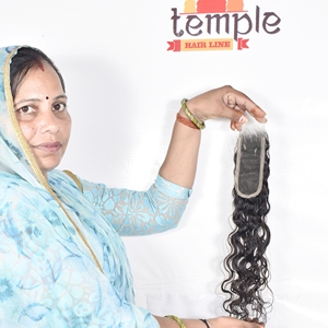 2*6 HD Closure Indian Remy Raw Unprocessed Machine Double Weft <b>Braiding</b> Natural Color Cuticle Aligned Loose Human Hair <b>Extension</b> - Product Image 1