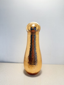 Premium Full Hammered Pure Copper Bedside Carafe Jar 1500ml Handcrafted Dimpled Copper <b>Pot</b> Luxury Wellness Metal Drinkware <b>Set</b> - Product Image 4