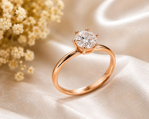 Dernière conception de bague de fiançailles de luxe plaquée or avec diamant de laboratoire taille brillant rond pour femme, certifiée IGI - Product Image 4