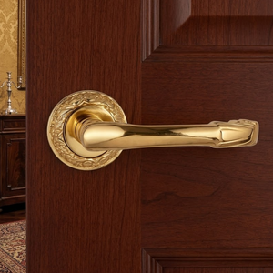 Poignée de porte dorée de luxe Aurum Leaf avec gravure élégante de feuilles |   Poignée de porte design pour intérieur, maison et bureau - Product Image 3