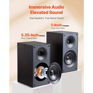Altoparlanti Stereo Passivi da Scaffale 300W con Woofer da 5,25 Pollici e Tweeter da 1 Pollice, Griglia Rimovibile, Risposta in Frequenza 65Hz - Product Image 2