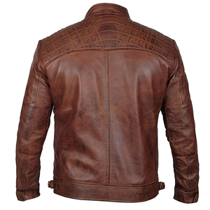 Nueva llegada, chaqueta de cuero para hombre, estilo casual, a prueba de viento, para motociclistas, color negro, elegante y a la moda, de cuero genuino. - Product Image 5