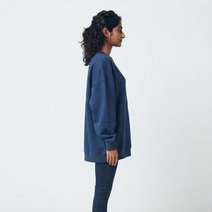 Sudadera Oversize de Cuello Redondo para Mujer, Informal, 100% Algodón Polar, Ajuste Holgado, Hombros Caídos, Transpirable, Tejido de Punto - Product Image 3
