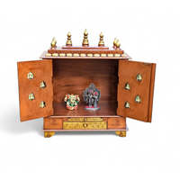 Armoire de Mandir en bois léger et durable de style antique |   Décoration de maison Temple Pooja peint à la main avec rangement |   Boîte religieuse indienne