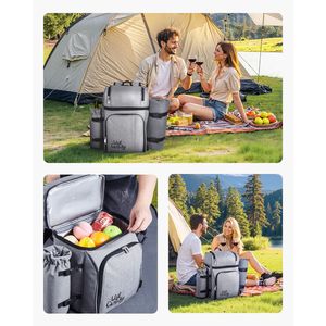 Mochila de Picnic para Playa con Compartimento Refrigerante Aislado para 4 Personas, con Porta Botellas/Vino Desmontable, Ligera - Product Image 2