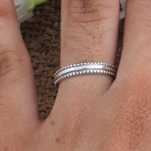 Wholesale 925 Sterling Silver <b>Beaded</b> Band Ring Dotted Minimalist Stacking Ring for Women Fine Jewelry Factory Price - Product Image 1